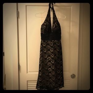 Lace black and cream halter dress